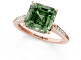 Rose gold Fancy Green Asscher  Cut Channel Set Solitaire Engagement Ring with Four-Prong Setting_1