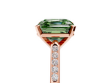 Rose gold Fancy Green Asscher  Cut Channel Set Solitaire Engagement Ring with Four-Prong Setting_5