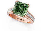 Rose gold Fancy Green Asscher  Cut Channel Set Solitaire Engagement Ring with Prong Setting_1