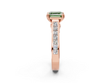 Rose gold Fancy Green Asscher  Cut Channel Set Solitaire Engagement Ring with Prong Setting_2