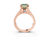 Rose gold Fancy Green Asscher  Cut Channel Set Solitaire Engagement Ring with Prong Setting_3