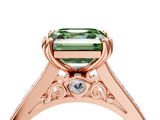 Rose gold Fancy Green Asscher  Cut Channel Set Solitaire Engagement Ring with Prong Setting_4