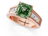 Rose gold Fancy Green Asscher Cut Cut Channel Set Solitaire Ring with Four-Prong Setting_1