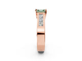 Rose gold Fancy Green Asscher Cut Cut Channel Set Solitaire Ring with Four-Prong Setting_2