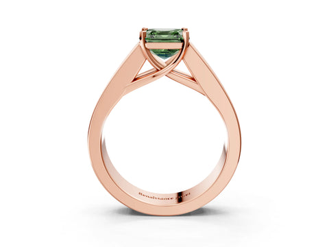 Rose gold Fancy Green Asscher Cut Cut Channel Set Solitaire Ring with Four-Prong Setting_3
