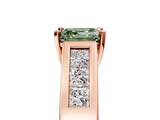 Rose gold Fancy Green Asscher Cut Cut Channel Set Solitaire Ring with Four-Prong Setting_5