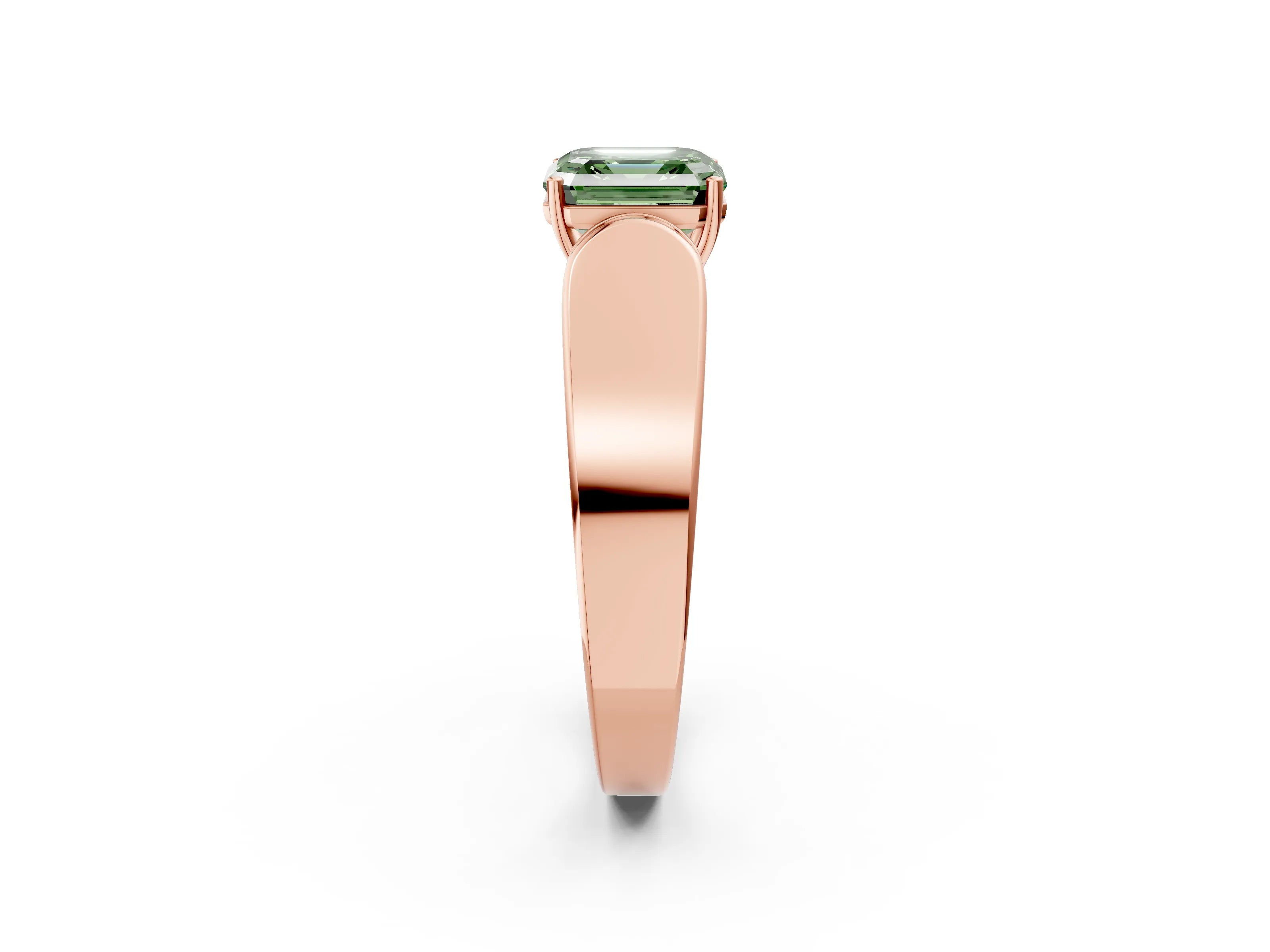 Rose gold Fancy Green Asscher Cut Cut Diamond Channel Set Solitaire Ring with Four-Prong Setting_2