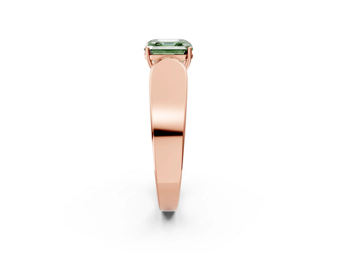 Rose gold Fancy Green Asscher Cut Cut Diamond Channel Set Solitaire Ring with Four-Prong Setting_2