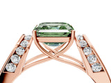 Rose gold Fancy Green Asscher Cut Cut Diamond Channel Set Solitaire Ring with Four-Prong Setting_4