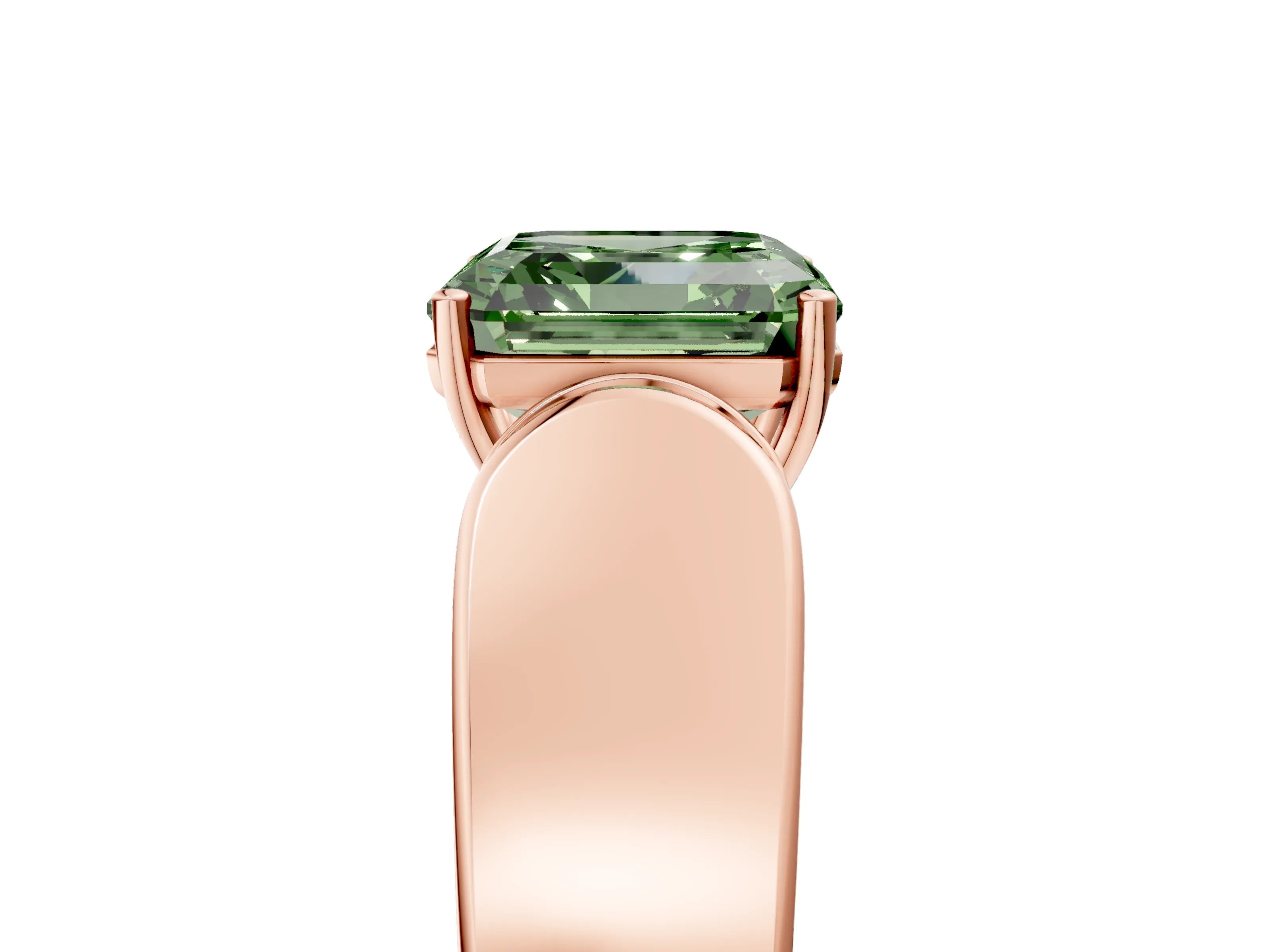 Rose gold Fancy Green Asscher Cut Cut Diamond Channel Set Solitaire Ring with Four-Prong Setting_5