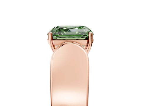 Rose gold Fancy Green Asscher Cut Cut Diamond Channel Set Solitaire Ring with Four-Prong Setting_5