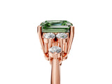 Rose gold Fancy Green Asscher Cut Cut Diamond Cluster Ring with Solitaire Band and Four-Prong Setting_5