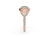 Rose gold Fancy Green Asscher Cut Cut Diamond Halo Engagement Ring with Open Split Pavé Band_2