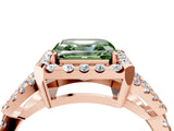 Rose gold Fancy Green Asscher Cut Cut Diamond Halo Engagement Ring with Open Split Pavé Band_4