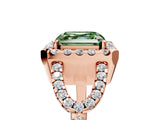 Rose gold Fancy Green Asscher Cut Cut Diamond Halo Engagement Ring with Open Split Pavé Band_5