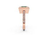 Rose gold Fancy Green Asscher Cut-Cut Diamond Halo Engagement Ring with Pave Band and Prong Setting_2