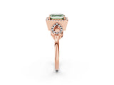 Rose gold Fancy Green Asscher Cut Cut Halo Diamond Infinity Band with Four-Prong Setting_2