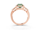 Rose gold Fancy Green Asscher Cut Cut Halo Diamond Infinity Band with Four-Prong Setting_3