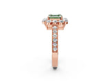 Rose gold Fancy Green Asscher Cut Cut Halo Diamond Pavé Engagement Ring with Milgrain Detailing_2
