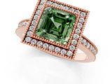 Rose gold Fancy Green Asscher Cut Cut Halo Pavé Diamond Ring_1