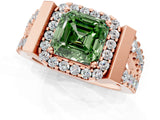 Rose gold Fancy Green Asscher Cut Cut Halo Split Shank Prong Set Ring_1