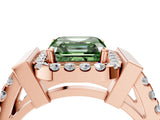 Rose gold Fancy Green Asscher Cut Cut Halo Split Shank Prong Set Ring_4