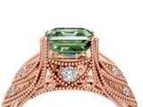Rose gold Fancy Green Asscher Cut Cut Milgrain Pave Diamond Engagement Ring with Four-Prong Setting_19