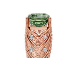 Rose gold Fancy Green Asscher Cut Cut Milgrain Pave Diamond Engagement Ring with Four-Prong Setting_20