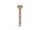 Rose gold Fancy Green Asscher Cut Cut Pave Band Milgrain Solitaire Ring_2