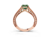 Rose gold Fancy Green Asscher Cut Cut Pave Band Milgrain Solitaire Ring_3