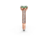 Rose gold Fancy Green Asscher Cut Cut Pave Split Shank Engagement Ring with Four-Prong Setting_2