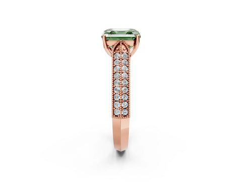 Rose gold Fancy Green Asscher Cut Cut Pave Split Shank Engagement Ring with Four-Prong Setting_2