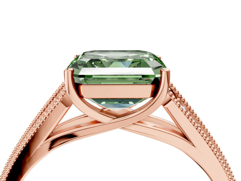 Rose gold Fancy Green Asscher Cut Cut Pave Split Shank Engagement Ring with Four-Prong Setting_4
