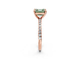 Rose gold Fancy Green Asscher Cut Diamond Brilliant Solitaire Ring with Pavé Band and Four-Prong Setting_14
