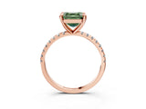 Rose gold Fancy Green Asscher Cut Diamond Brilliant Solitaire Ring with Pavé Band and Four-Prong Setting_15
