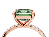 Rose gold Fancy Green Asscher Cut Diamond Brilliant Solitaire Ring with Pavé Band and Four-Prong Setting_16
