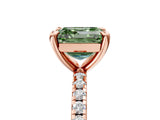 Rose gold Fancy Green Asscher Cut Diamond Brilliant Solitaire Ring with Pavé Band and Four-Prong Setting_17