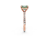 Rose gold Fancy Green Asscher Cut Diamond Brilliant Solitaire Ring with Pavé Band and Four-Prong Setting_2