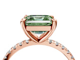 Rose gold Fancy Green Asscher Cut Diamond Brilliant Solitaire Ring with Pavé Band and Four-Prong Setting_4