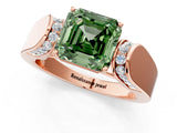 Rose gold Fancy Green Asscher Cut Diamond Channel Set Solitaire Ring with Four-Prong Setting_13