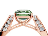 Rose gold Fancy Green Asscher Cut Diamond Channel Set Solitaire Ring with Four-Prong Setting_16