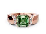 Rose gold Fancy Green Asscher Cut Diamond Channel Set Solitaire Ring with Four-Prong Setting_24