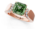 Rose gold Fancy Green Asscher Cut Diamond Channel Set Solitaire Ring with Four-Prong Setting_25