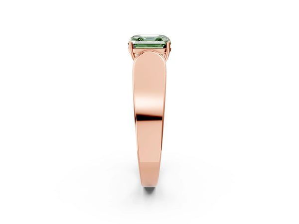 Rose Gold Asscher Cut Channel Set Engagement Ring Setting for Fancy Green Center with Wide Band
