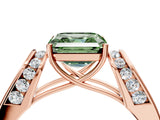 Rose gold Fancy Green Asscher Cut Diamond Channel Set Solitaire Ring with Four-Prong Setting_28