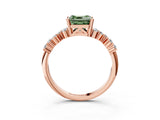 Rose gold Fancy Green Asscher Cut Diamond Cluster Pavé Band with Four-Prong Setting_6