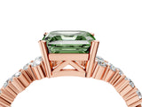 Rose gold Fancy Green Asscher Cut Diamond Cluster Pavé Band with Four-Prong Setting_7