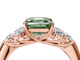 Rose gold Fancy Green Asscher  Cut Diamond Cluster Ring with Round Accent Stones and Prong Setting on a Classic Band_33
