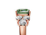 Rose gold Fancy Green Asscher  Cut Diamond Cluster Ring with Round Accent Stones and Prong Setting on a Classic Band_34
