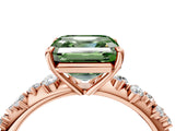 Rose gold Fancy Green Asscher Cut Diamond Cluster Side Stone Solitaire Ring with Prong Setting_32